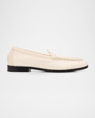 Bottega Veneta Silenzio Intrecciato Leather Loafers