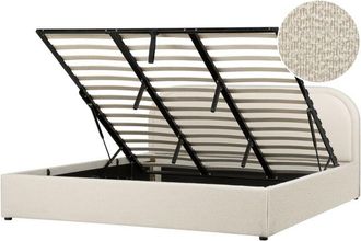 Beliani Ottoman Bed Boucle QUILLIEN 180 x 200 cm (EU Super King) Light Beige
