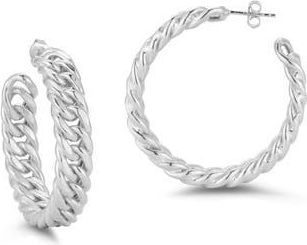 Glaze Jewelry Medium Curb Chain Hoop Earrings in Silver at Nordstrom Rack