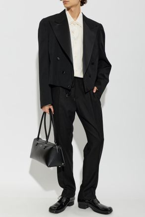 Maison Margiela Wool Pleated Trousers, Mens, Black