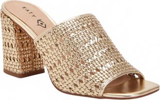 Katy Perry Womens Tana Slide Block Heel Sandal In Gold