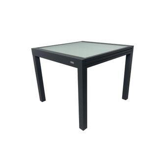 Pondecor Interiorismo Mesa jard&iacute;n ext torrevieja cuad alum gris antracita-cristal transl&uacute;c