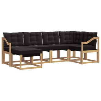 vidaXL Conjunto De Sof&aacute;s De Exterior Con Coj&iacute;n 6 Pcs Blanco Y Negro Vidaxl