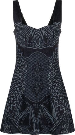 Alberta Ferretti printed denim dress - women - Cotton/Spandex/Elastane - 44 - Blue