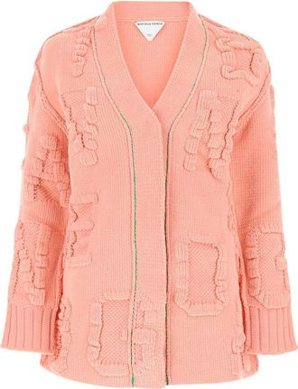 Bottega Veneta Womens Pink Chenille Cardigan - Coral Nylon - Size X-Small