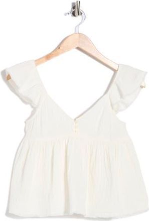 Abound Cotton Gauze Flutter Sleeve Babydoll Top in Ivory at Nordstrom Rack, Size X-Small