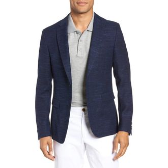 BOSS Nobis Trim Fit Wool Blend Blazer in Open Blue at Nordstrom, Size 44 L