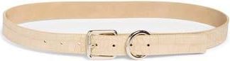 Steve Madden Buckle Croc Embossed Faux Leather Belt in Cream at Nordstrom Rack, Size X-Large