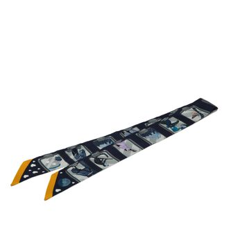 Herm&egrave;s Pre-owned Womens Story Marine Twilly Silk Scarf - Dark Blue Textile - One Size