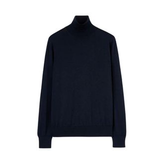 Agnona Dolcevita in lana- seta e cashmere a coste - - Knitwear - Uomo - Blu - M