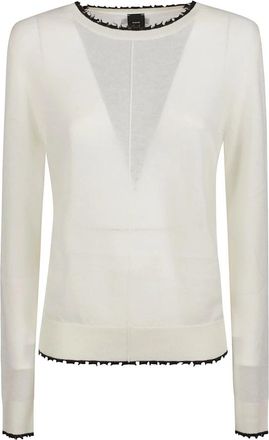 Pinko Pamplona Ronde Hals Trui - Dames - Ronde hals truien - Wit - L - Truien & Vesten