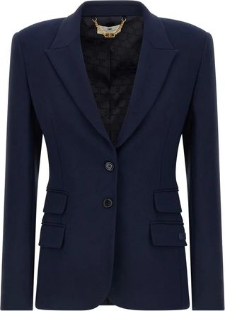 Elisabetta Franchi Peak Lapel Crepe Blazer - Dames - Blazers - Blauw - S - Satijn - Jassen