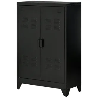 HOMCOM Homcom Armadietto Metallico 2 Ante Stile Industriale Con 2 Mensole Nero