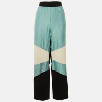 Maje Black Colorblock Crepe Parme Wide Leg Trousers
