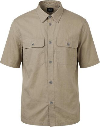 A|X Armani Exchange Short-Sleeve Cotton Shirt - Beige