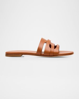 Gianvito Rossi Calfskin Leather Flat Slide Sandals