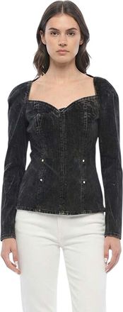 Stella McCartney Black Solid Sweet Heart Neck Top