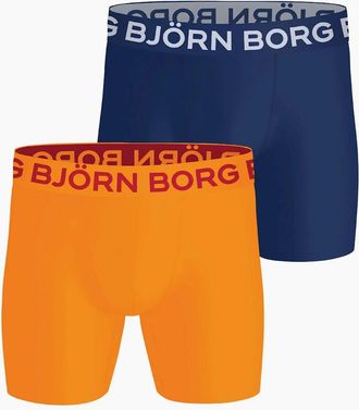 Bj&ouml;rn Borg Mens 2-Pack Sports Performance Boxer Briefs, Blue/Orange - Size: 33/32/32