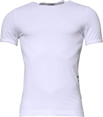 Dolce & Gabbana Mens White Cotton Stretch Crewneck Underwear T-Shirt Elastane
