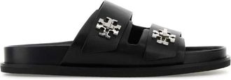 Tory Burch Zwarte Leren Sandalen Slippers - Dames - Sandalen - Zwart - 35 1/2 EU - Schoenen