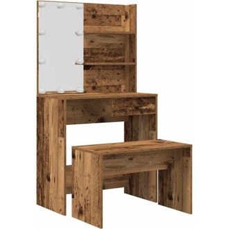 vidaXL Juego De Tocador Con Led Madera Contrachapada Madera Vieja Vidaxl
