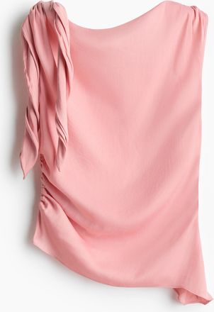 H&M Asymmetrisches Top mit Bindedetail - Hellrosa