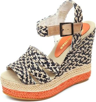 Espadrilles Rafia Sleehak Sandaal in Zwart - Dames - Sleehakken - Beige - 40 EU - Schoenen