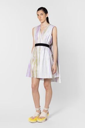 Roksanda Ilincic Elia Printed Cotton Mini Dress in Brush Chalk /Wisteria at Nordstrom, Size 10