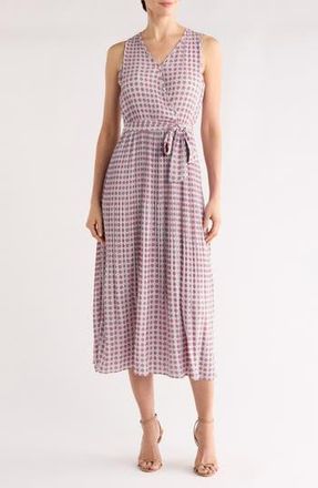 T Tahari Sleeveless Pleated Maxi Dress in Blue Tile Print at Nordstrom Rack, Size Medium