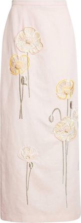 Bernadette Womens Norma Embroidered Poppies Skirt In Pink