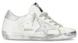Golden Goose Womens Sneakers Silver Calfskin Trainers