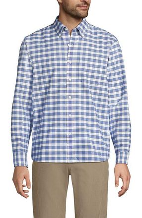 Lands End Traditional Fit Comfort-First Sail Rigger Oxford Shirt in Clear Blue/white Plaid at Nordstrom, Size Xx-Large