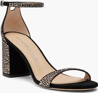 Stuart Weitzman Womens Nudist Shine Block Sandals In Black