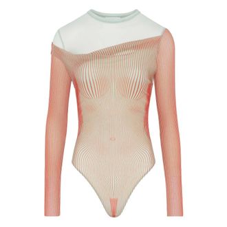 Jean Paul Gaultier Body, female, Red, Size: XS Red Transparent Long Sleeve Bodysuit