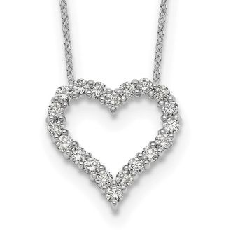 Diamond2Deal 14k Gold 1 Ct Lab Grown Diamond Open Heart Pendant Necklace 18 Clarity VS, Color D-E