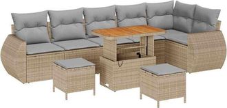 vidaXL Garden Sofa Set with Cushion Manual 9 pcs Beige and light grey vidaXL