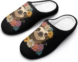 Generic Floral Sloth Mens Slippers Comfortable And Non-slip Cotton Slipper Shoe for House