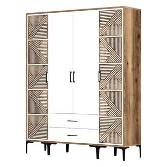 Dmora Armario Grande Gavello, Dormitorio: 6 Estantes, 2 Cajones, Barra Para Ropa, 160x201h Cm Blanco