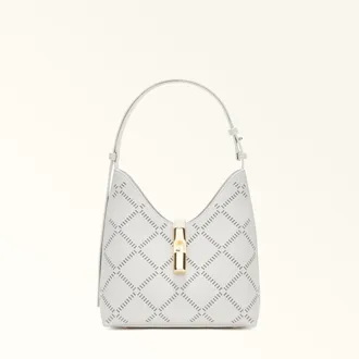 Furla Goccia Borsa A Spalla S Marshmallow Bianco Pelle Di Vitello Sidney Traforata Donna
