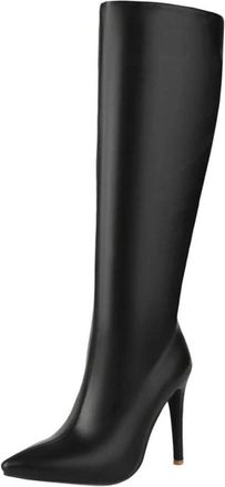 Generic Womens Knee High Boots Pointed Toe Heeled Long Zipper Winter Casual Office Party Boot