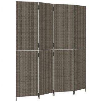vidaXL Biombo De 4 Paneles Rat&aacute;n Sint&eacute;tico Gris Vidaxl