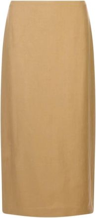Max Mara Rokken, Dames, Bruin, XS, Linnen, Veranda Midi Rok
