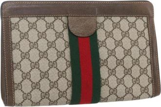 Gucci Pre-owned Canvas Clutch - Dames - Vintage Clutch - Beige - ONE Size - Vintage