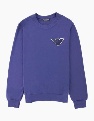 Emporio Armani Mens Emporio Armani Eagle Logo Crew Neck Sweater Blue - Size: 36