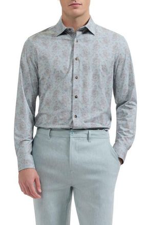 Bugatchi Jimmy OoohCotton Paisley Button-Up Shirt in Seafoam at Nordstrom, Size Xxx-Large