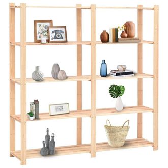 Berkfield Home 5-Tier Storage Rack 170x38x170 cm Solid Pinewood 500 kg in Beige | Size: 170 x 38 x 170 cm