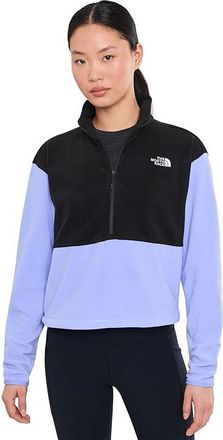 The North Face Glacier Fleece 1/2 Zip Short Jacket Womens Coat Periwinkle Glow/Tnf Black : 2XL, Polyester