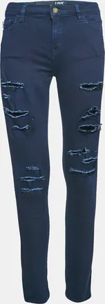 Love Moschino Navy Blue Ripped Denim Skinny Jeans M Waist