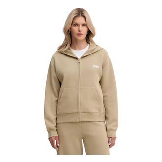 Patrizia Pepe Technische Hoodie van Stoff - Dames - Vesten met rits - Beige - XS - Katoen - Hoodies & sweatvesten