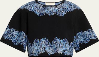 Ulla Johnson Alara Short-Sleeve Jacquard Knit Top